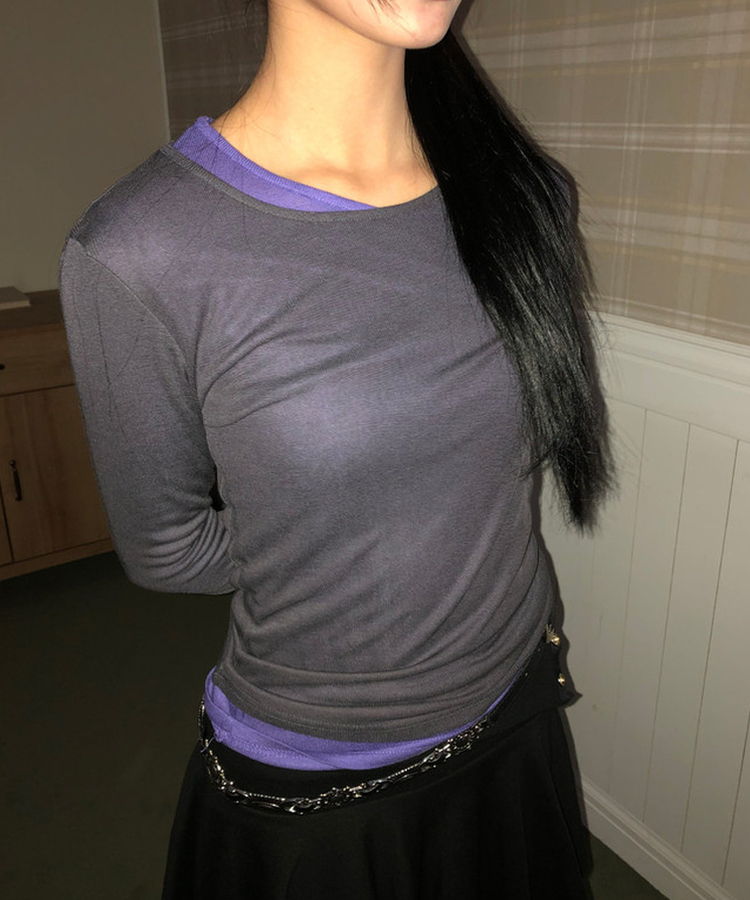 テンセルレイヤード長袖Tシャツ(12color) CHARCOAL