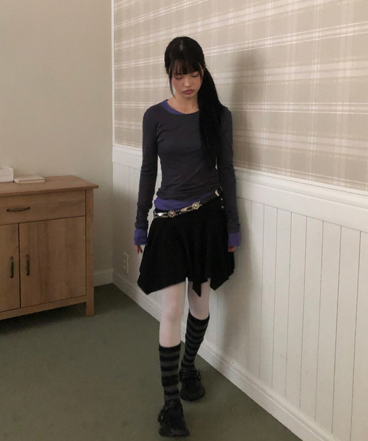 テンセルレイヤード長袖Tシャツ(12color) CHARCOAL