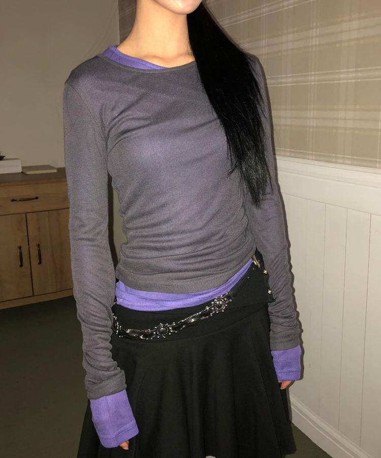 テンセルレイヤード長袖Tシャツ(12color) CHARCOAL