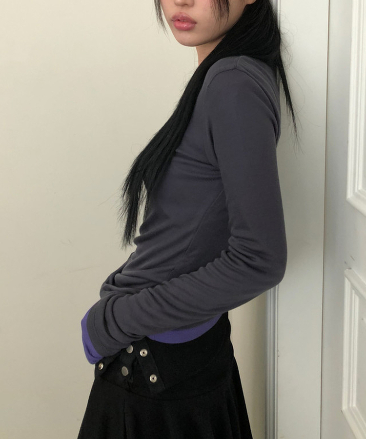 テンセルレイヤード長袖Tシャツ(12color) CHARCOAL