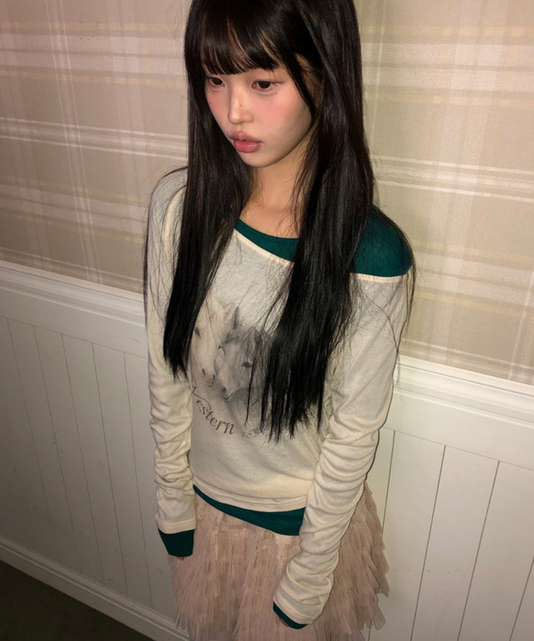 テンセルレイヤード長袖Tシャツ(12color) GREEN