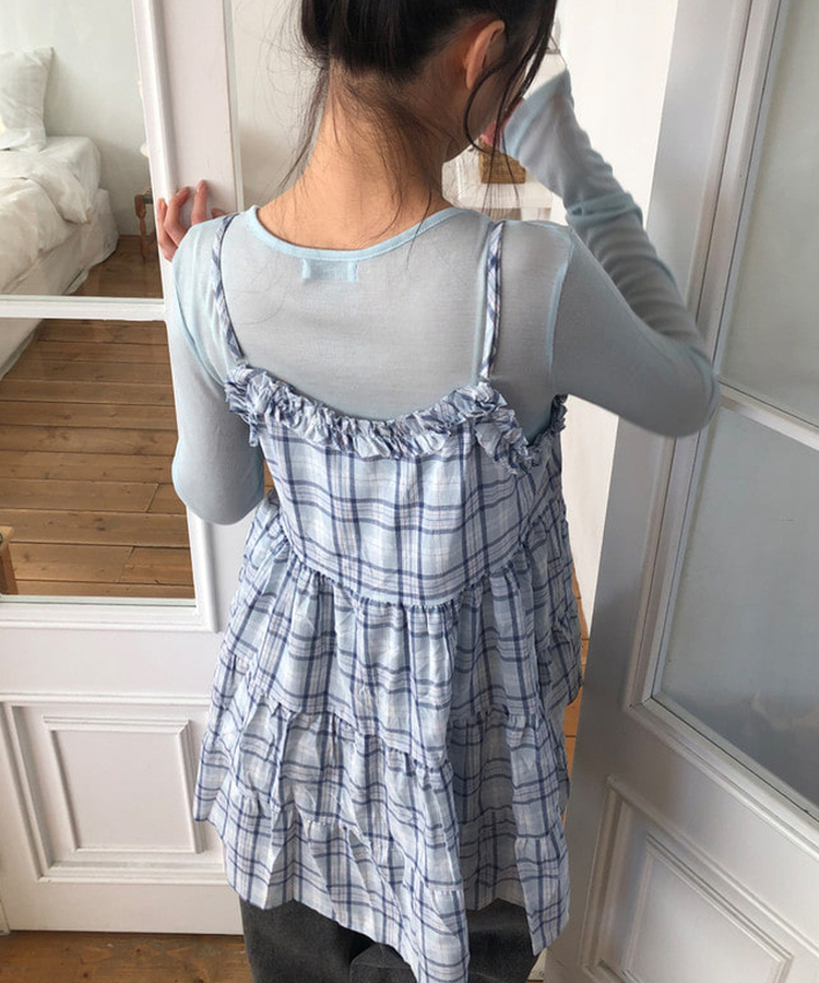 テンセルレイヤード長袖Tシャツ(12color) SKY BLUE