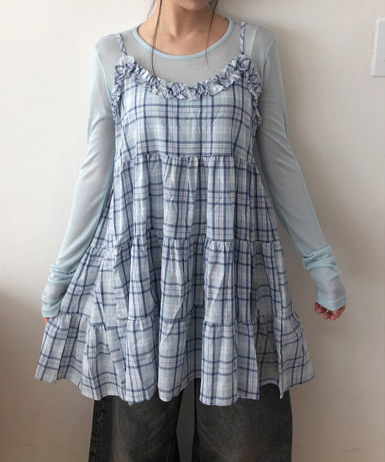 テンセルレイヤード長袖Tシャツ(12color) SKY BLUE