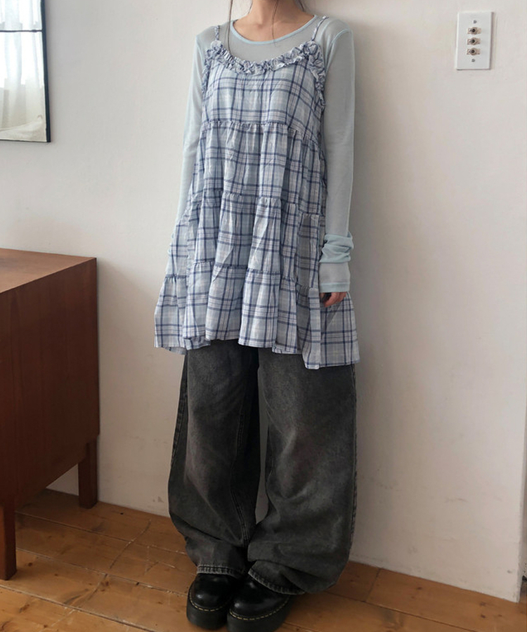 テンセルレイヤード長袖Tシャツ(12color) SKY BLUE