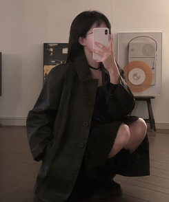 리치 초커세트 주름 콩단추 미니 원피스 블랙