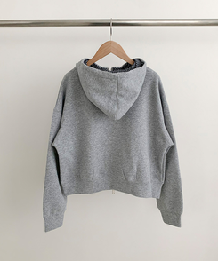 チェックセミクロップフードジップアップ