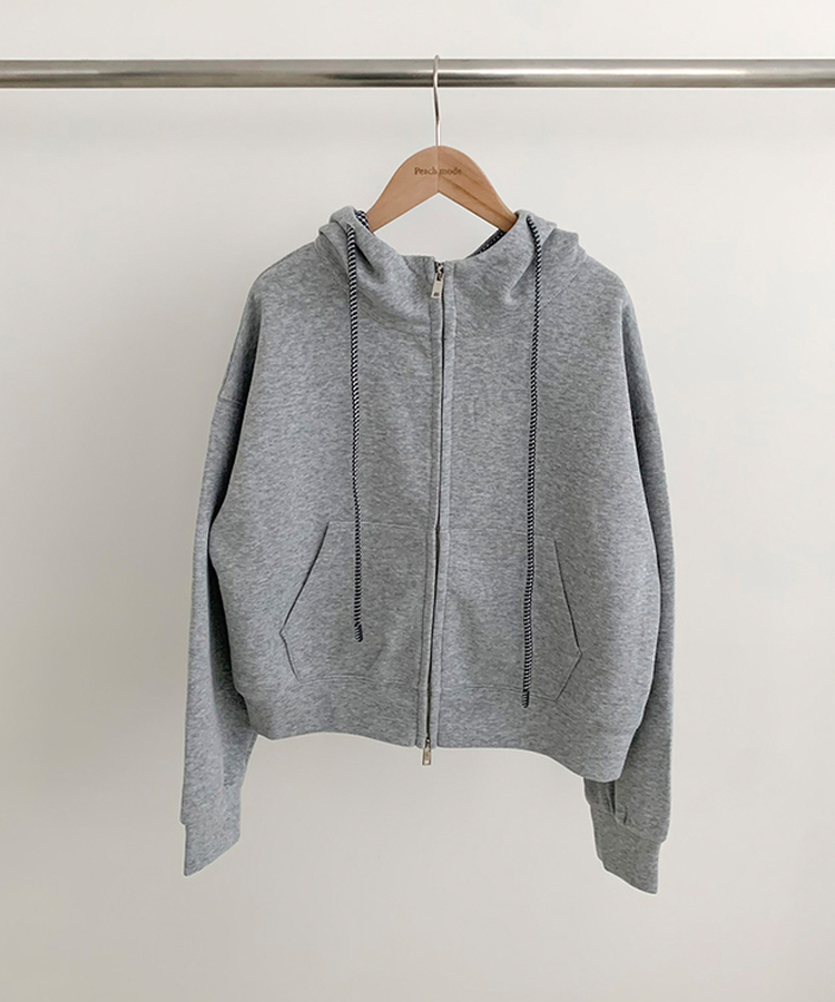 チェックセミクロップフードジップアップ