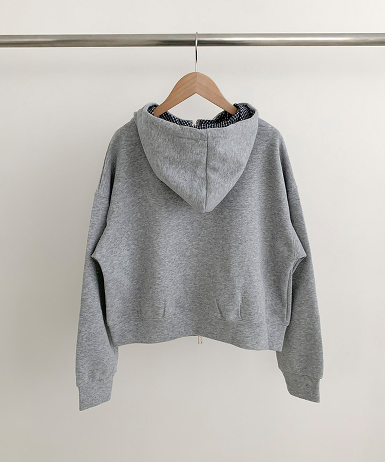 チェックセミクロップフードジップアップ