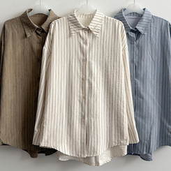 【SET】ストライプシャツ ニットベスト