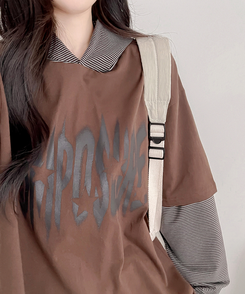 レイヤードフード長袖Tシャツ(5color) CHESTNUT BROWN