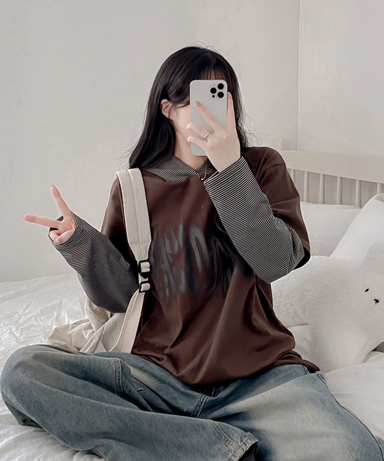 レイヤードフード長袖Tシャツ(5color) CHESTNUT BROWN