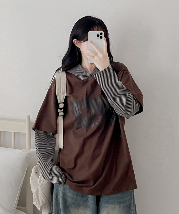 レイヤードフード長袖Tシャツ(5color) CHESTNUT BROWN
