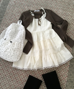 Vネックレースブラウスワンピース