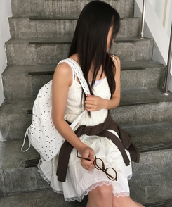 Vネックレースブラウスワンピース CREAM