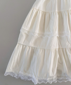 Vネックレースブラウスワンピース