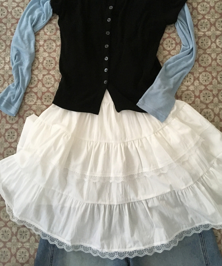 Vネックレースブラウスワンピース