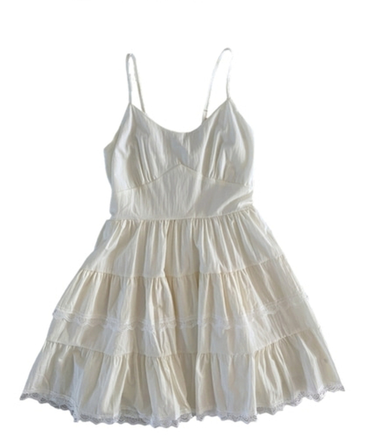 Vネックレースブラウスワンピース