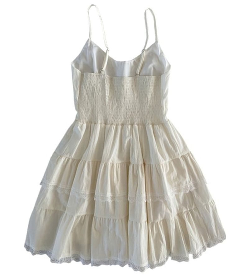 Vネックレースブラウスワンピース