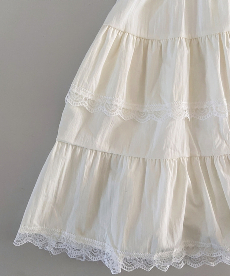 Vネックレースブラウスワンピース