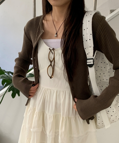 ラウンドスリムニットカーディガン(10color) BROWN