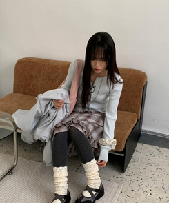 ラウンドスリムニットカーディガン(10color) SKY BLUE