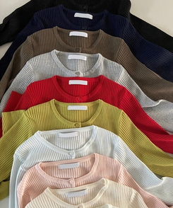 ラウンドスリムニットカーディガン(10color)