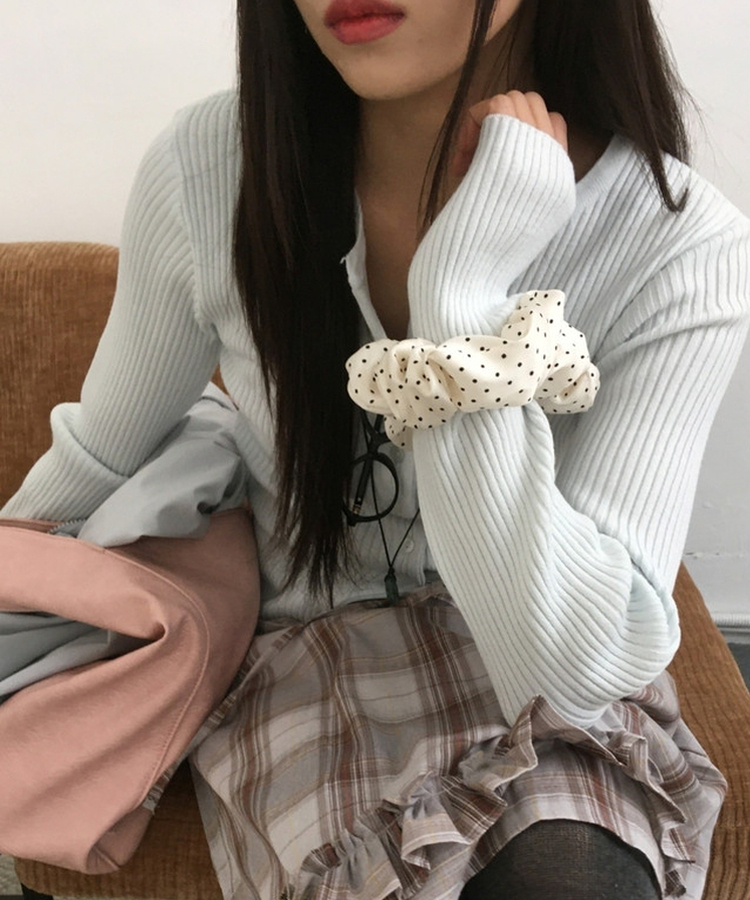 ラウンドスリムニットカーディガン(10color) SKY BLUE