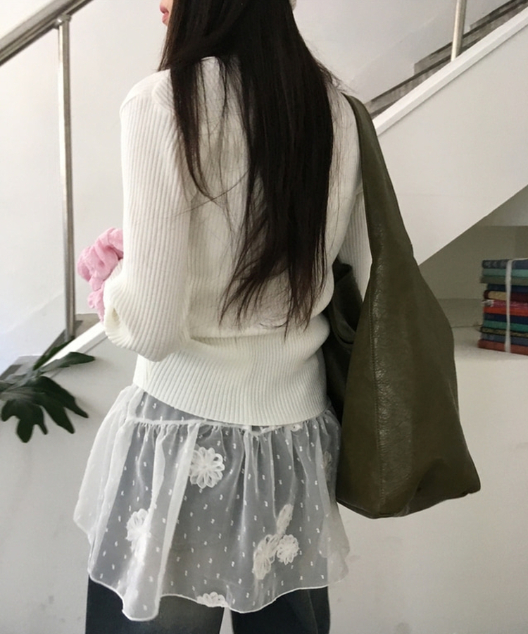 ラウンドスリムニットカーディガン(10color) WHITE