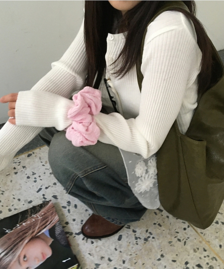 ラウンドスリムニットカーディガン(10color) WHITE