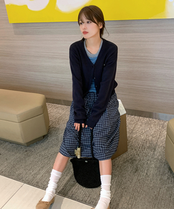 リトVネックカーディガン(9color) Charcoal Navy