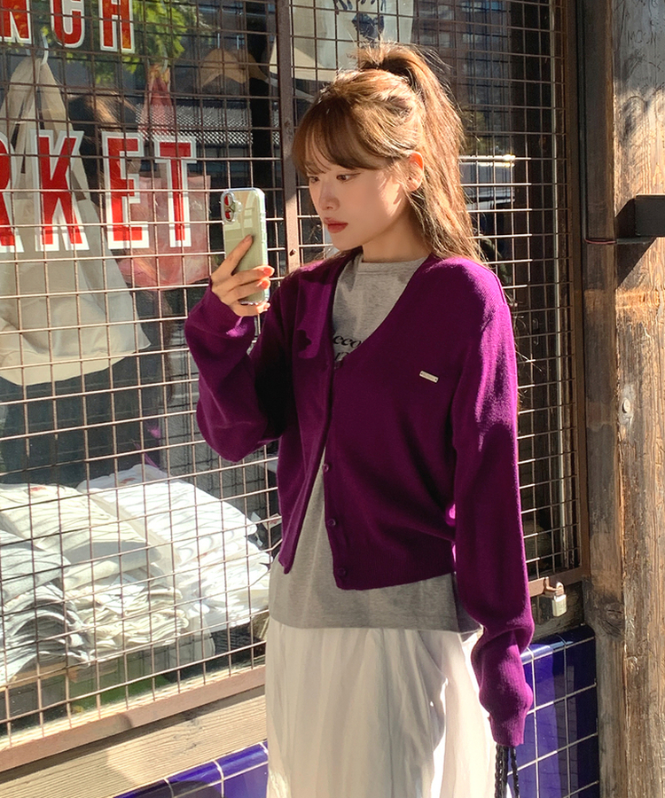 リトVネックカーディガン(9color) PURPLE