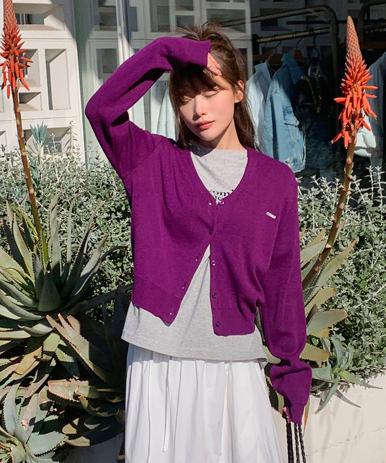 リトVネックカーディガン(9color) PURPLE