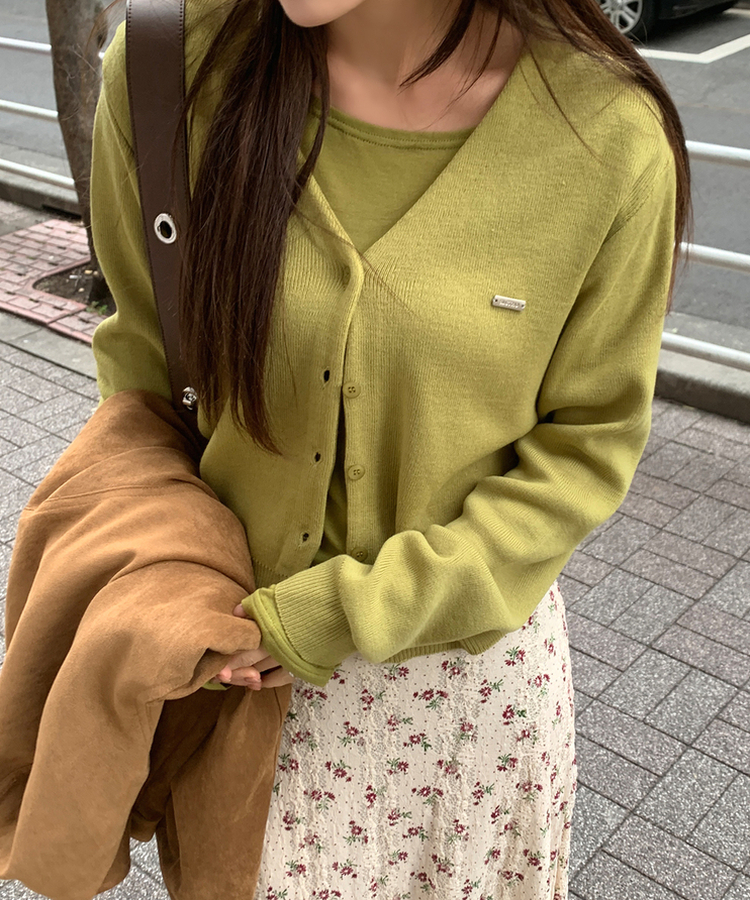 リトVネックカーディガン(9color) OLIVE