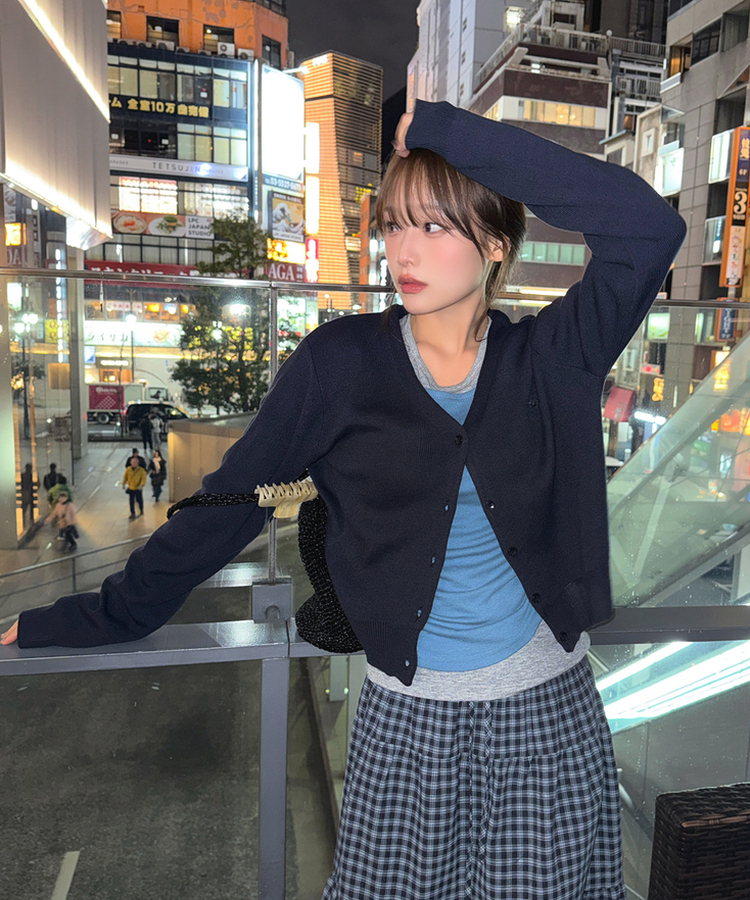リトVネックカーディガン(9color) Charcoal Navy