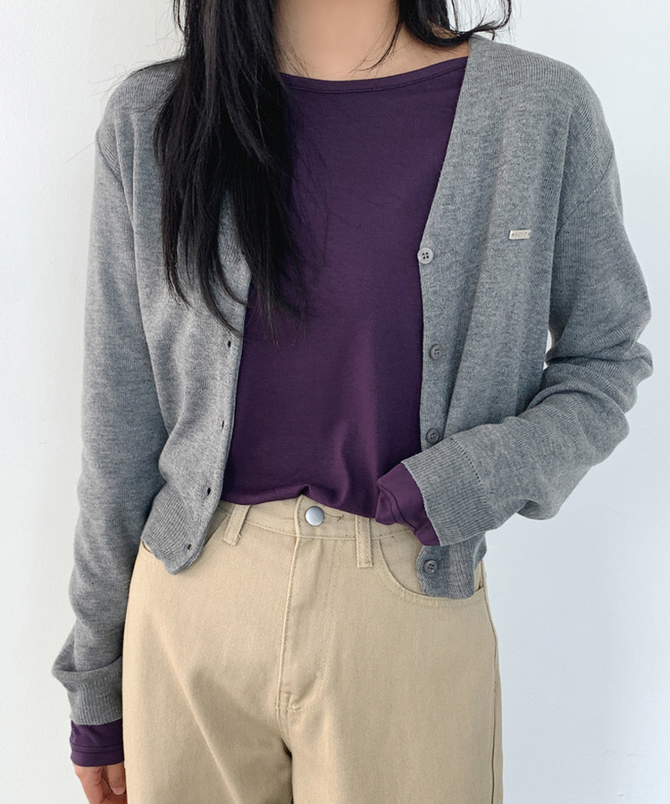 リトVネックカーディガン(9color) GREY