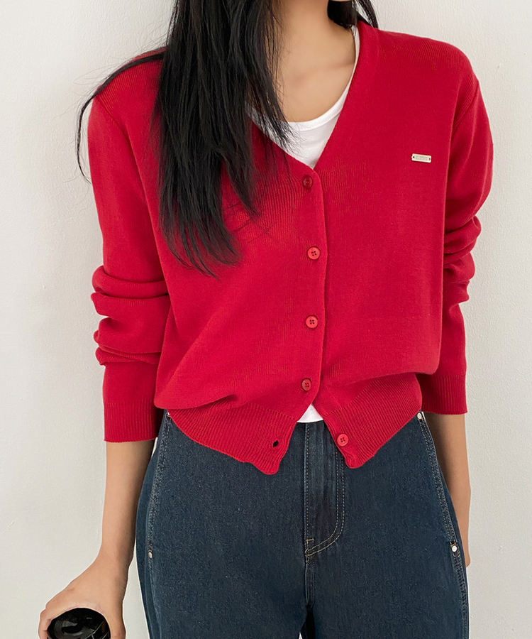 リトVネックカーディガン(9color) RED