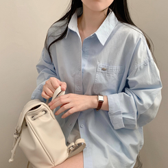 옥스퍼드 펜던트 루즈핏 오버핏 긴팔 셔츠 남방 봄 봄옷 상의 수학여행 체육대회 벚꽃 소라