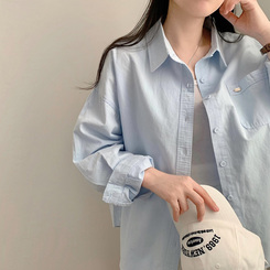 옥스퍼드 펜던트 루즈핏 오버핏 긴팔 셔츠 남방 봄 봄옷 상의 수학여행 체육대회 벚꽃 소라