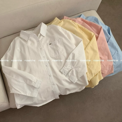 옥스퍼드 펜던트 루즈핏 오버핏 긴팔 셔츠 남방 봄 봄옷 상의 수학여행 체육대회 벚꽃