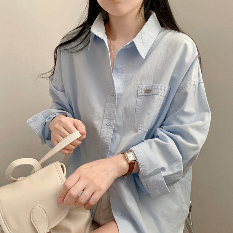 옥스퍼드 펜던트 루즈핏 오버핏 긴팔 셔츠 남방 봄 봄옷 상의 수학여행 체육대회 벚꽃 소라