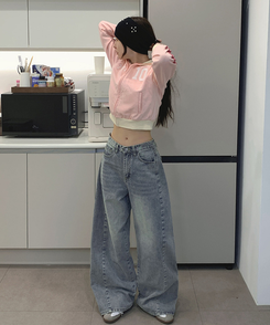 【丈別】ツーポケットバックポケットワイドデニムパンツ(5color) LIGHT BLUE