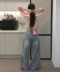 【丈別】ツーポケットバックポケットワイドデニムパンツ(5color) LIGHT BLUE