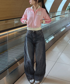 【丈別】ツーポケットバックポケットワイドデニムパンツ(5color) DEEP BLUE