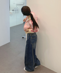 【丈別】ツーポケットバックポケットワイドデニムパンツ(5color) DEEP DENIM