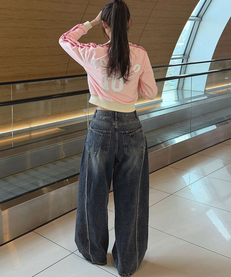 【丈別】ツーポケットバックポケットワイドデニムパンツ(5color) DEEP BLUE