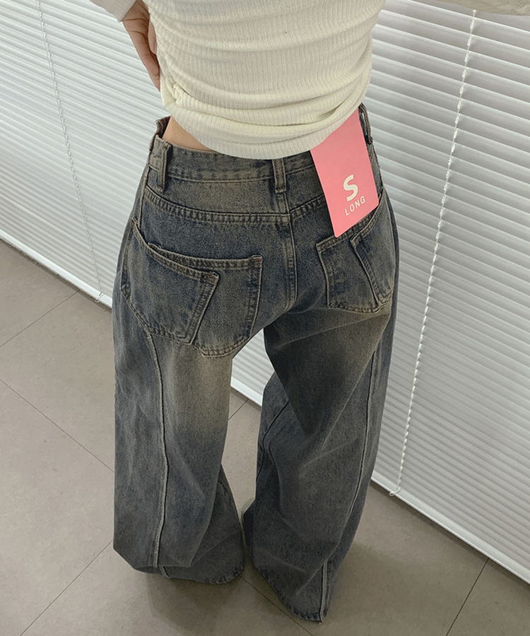 【丈別】ツーポケットバックポケットワイドデニムパンツ(5color) MID DENIM