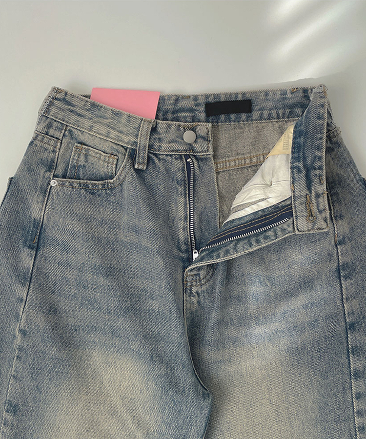 【丈別】ツーポケットバックポケットワイドデニムパンツ(5color)