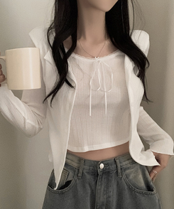 リボンレースレイヤードTシャツ WHITE