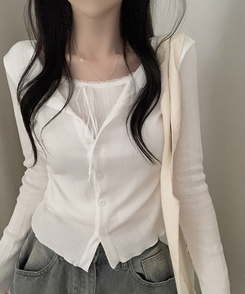 リボンレースレイヤードTシャツ WHITE