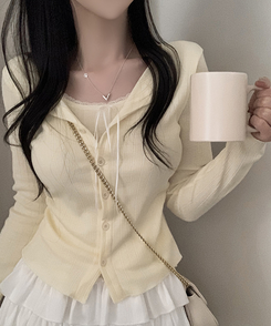 リボンレースレイヤードTシャツ YELLOW